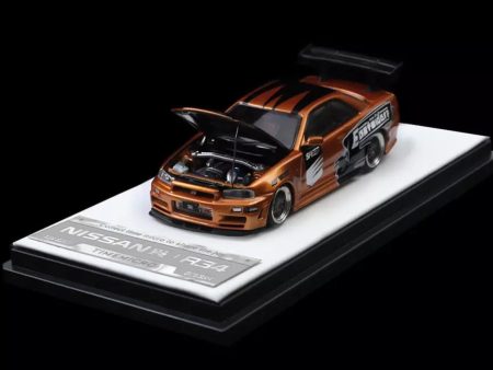 TimeMicro Nissan GT-R R34 Gold-Orange Eastsiderz Online Hot Sale