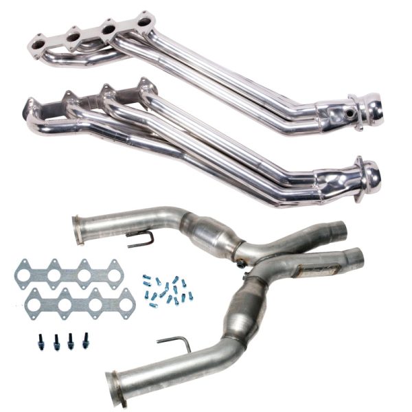 BBK 05-10 Ford Mustang GT 1 5 8 Long Tube Headers w High Flow Catted X-Pipe (Silver Ceramic) For Cheap