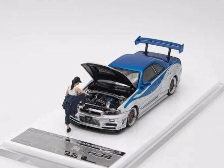 TimeMicro Nissan Skyline GT-R R34 Blue Silver w  Figure Discount